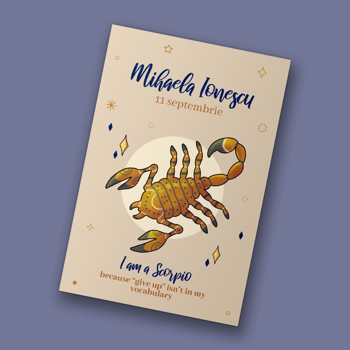 Aimant personnalisé 10 x 15 cm avec texte - Signe du Scorpion