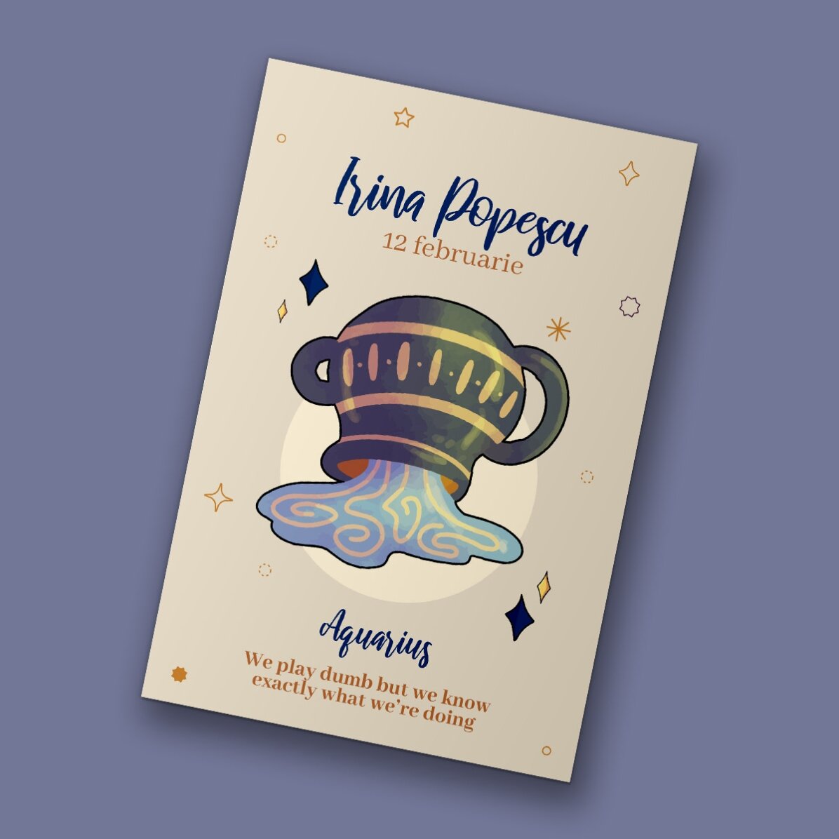 Aimant personnalisé 10 x 15 cm avec texte - Signe du Verseau