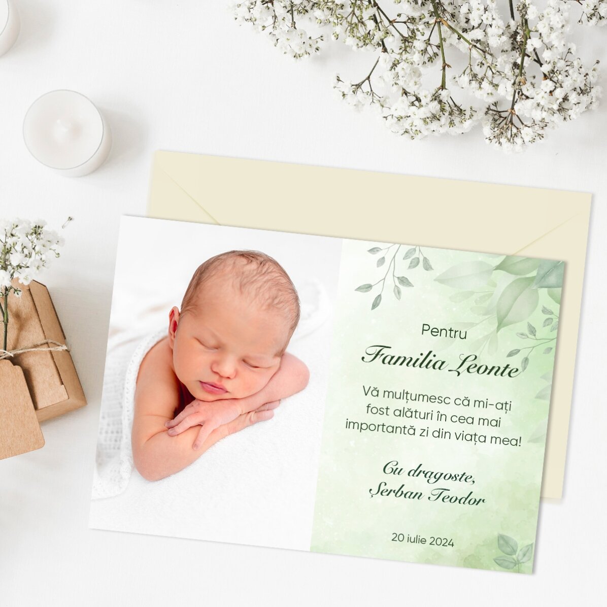 Aimant personnalisé de 10 x 7 cm avec une photo et un message - Souvenir de baptême