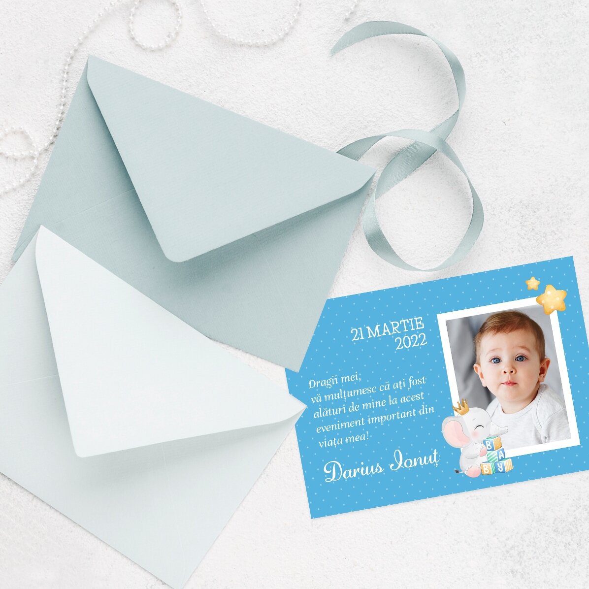 Aimant personnalisé de 10 x 7 cm avec une photo et un texte - Souvenir de baptême