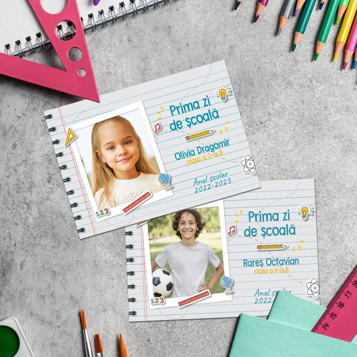 Aimant personnalisé de 10 x 7 cm avec une photo et un texte - Premier jour d