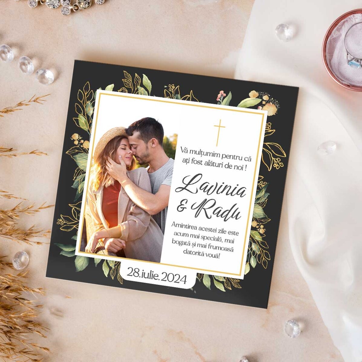 Aimant de souvenir de mariage 10 x 10 cm, personnalisé avec une photo et un texte - Des souvenirs po