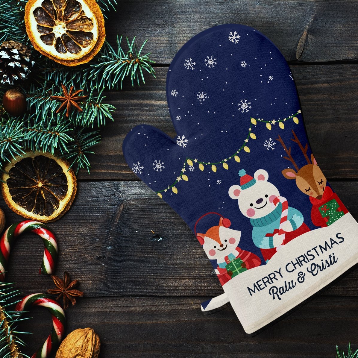 Gant de cuisine personnalisé avec inscription - Christmas Night