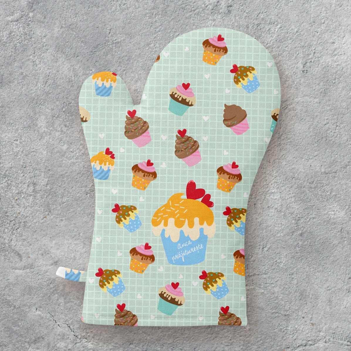 Gant de cuisine personnalisé avec inscription - Cupcake