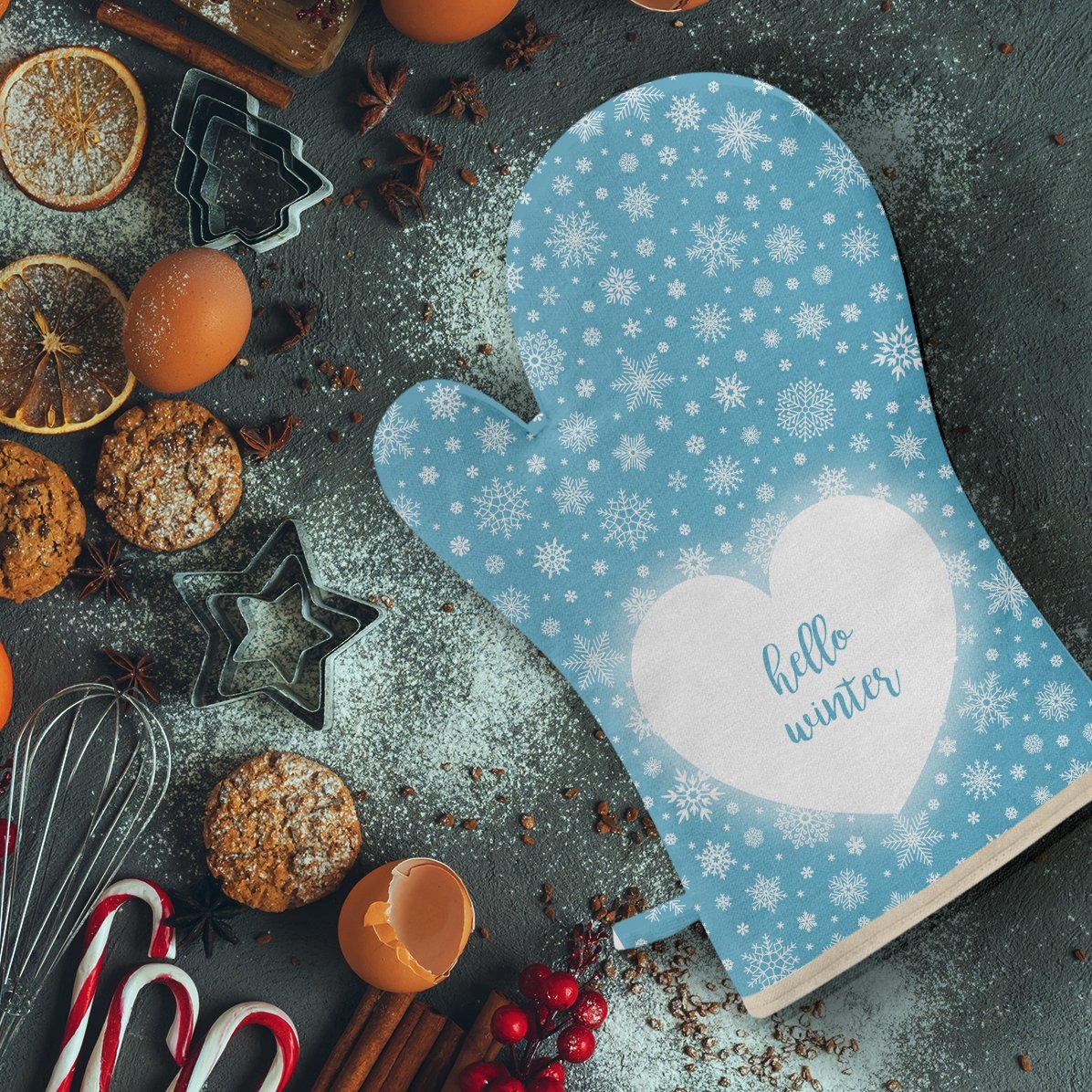 Gant de cuisine personnalisé avec inscription - Hello Winter