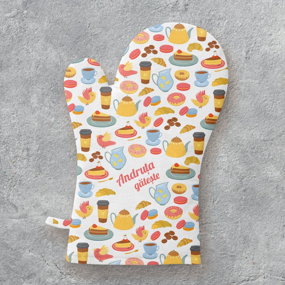 Gant de cuisine personnalisé avec inscription - Modèle « cookies »