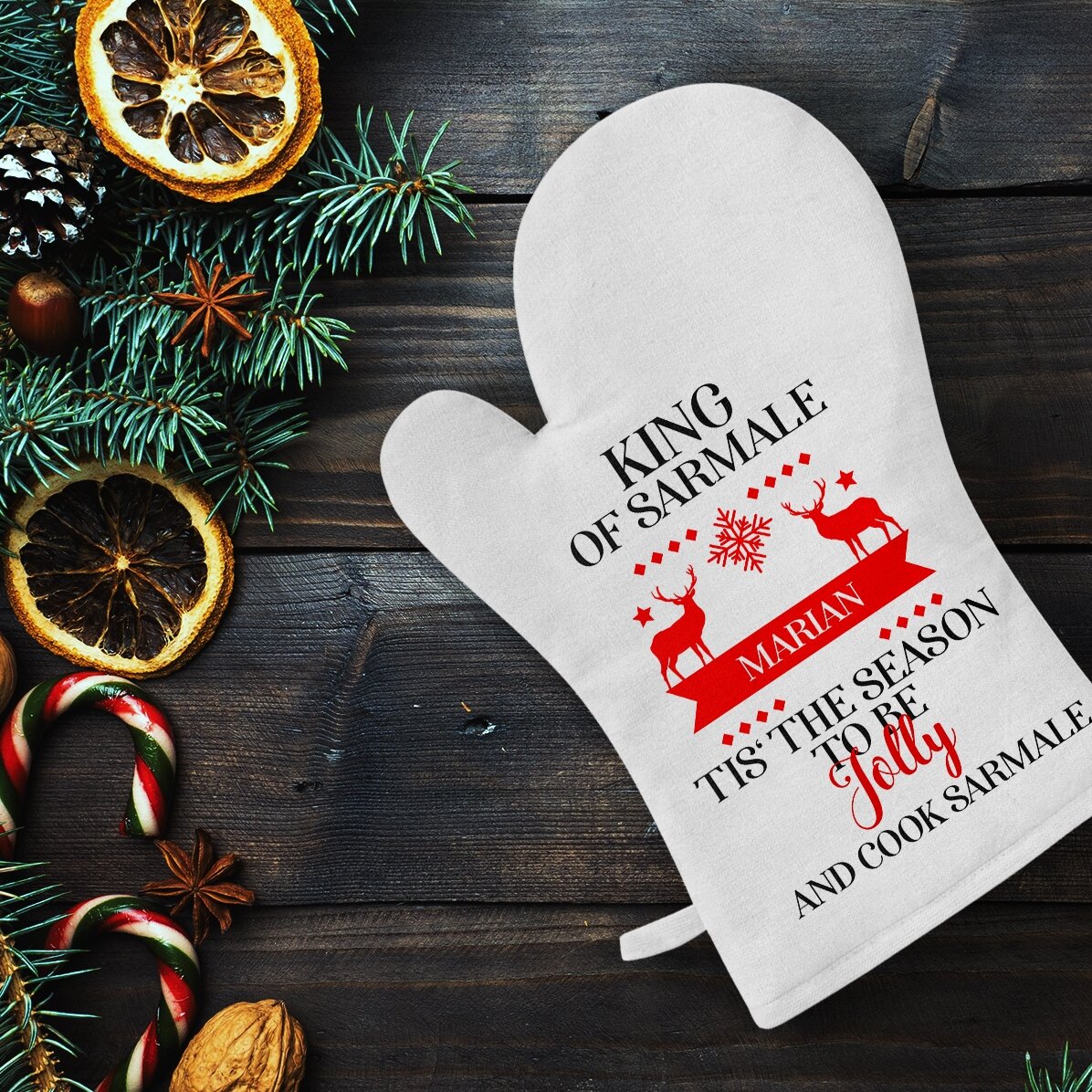 Gant de cuisine personnalisé avec inscription : « King of sarmale »