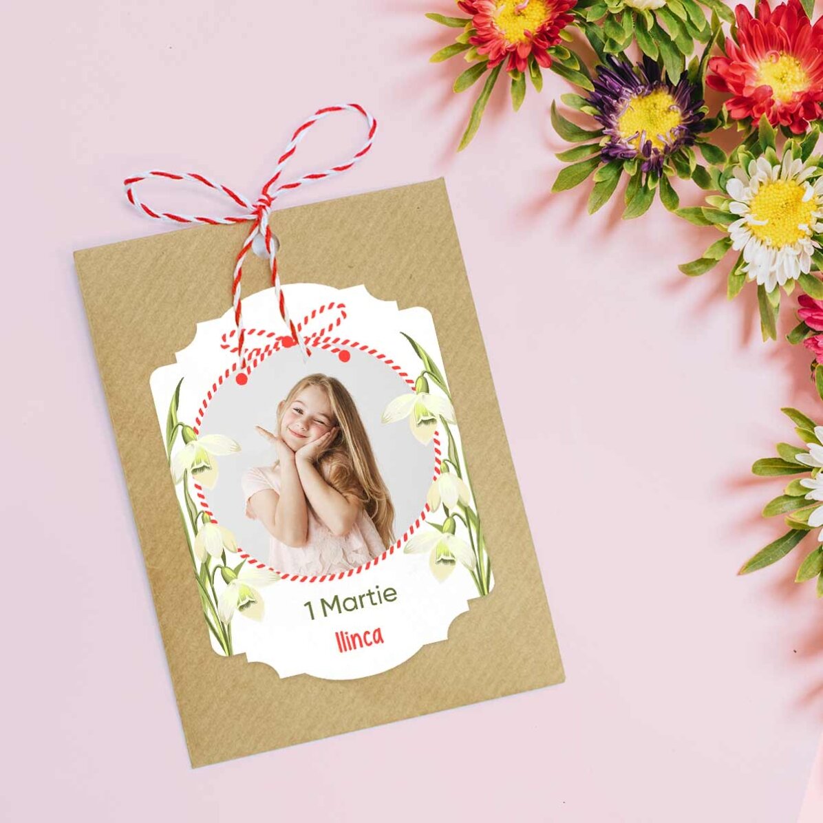 Martisor à planter, personnalisé avec une photo et un message - Perce-neige