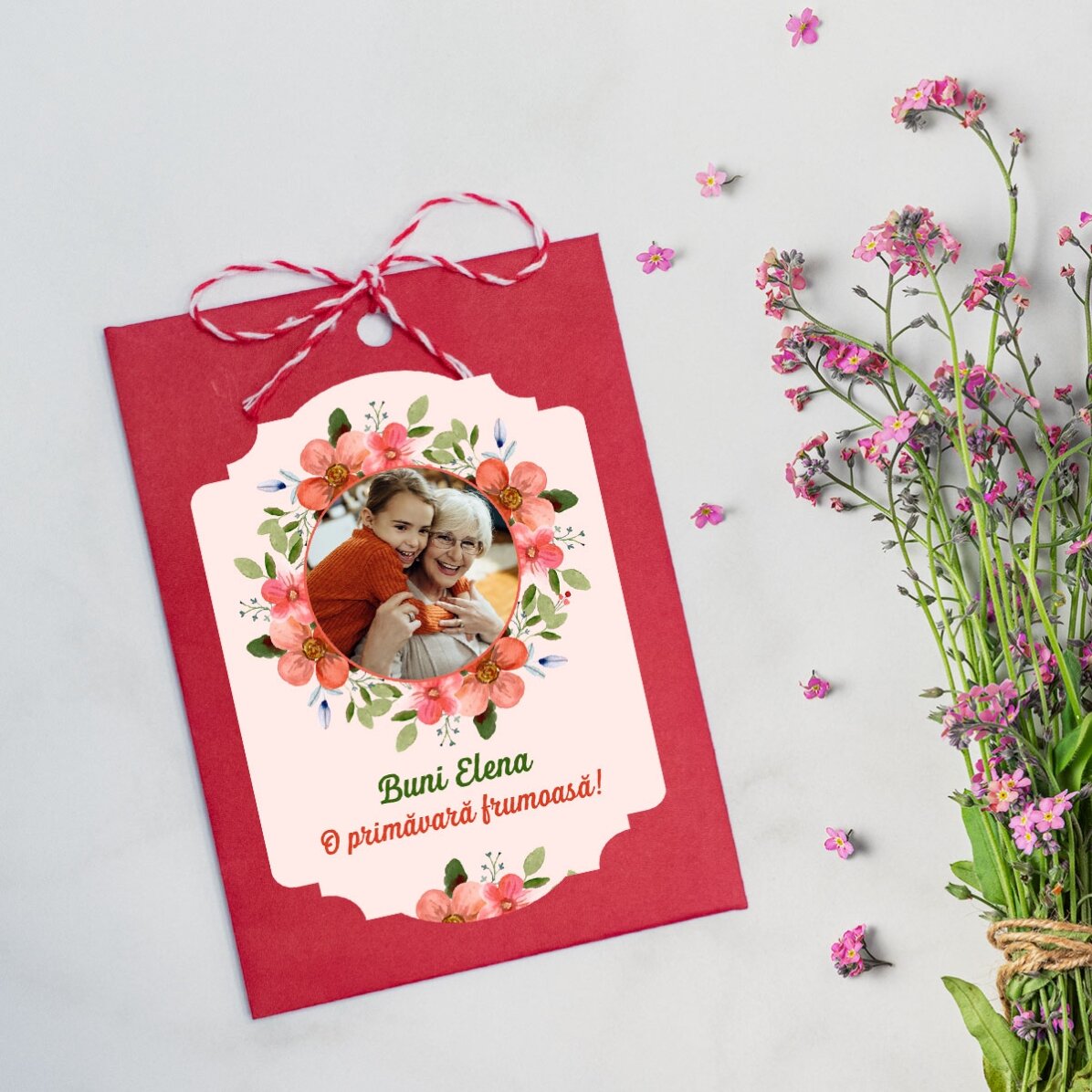 Martisor à planter, personnalisé avec une photo et un message - Un beau printemps !
