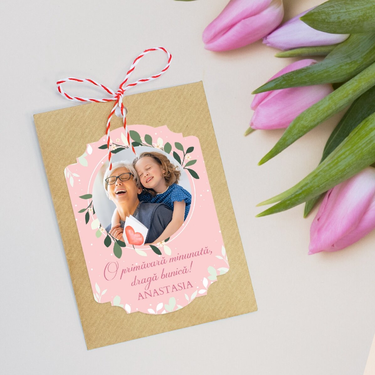 Martisor à planter, personnalisé avec une photo et un message pour ma grand-mère