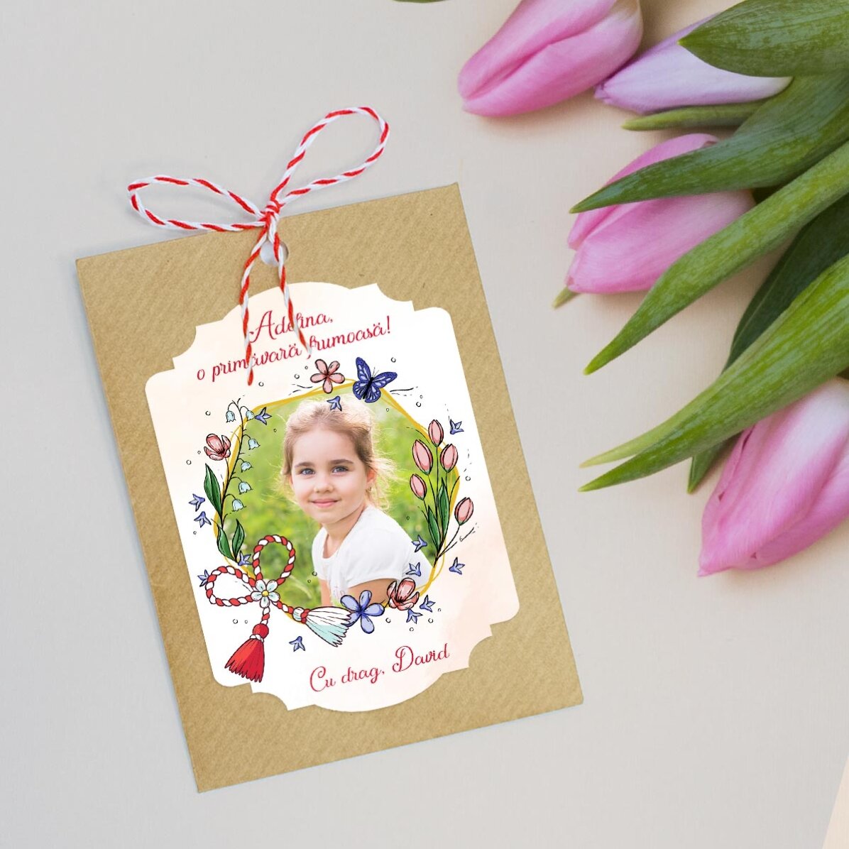 Martisor à planter, personnalisé avec une photo et un message - Floricele