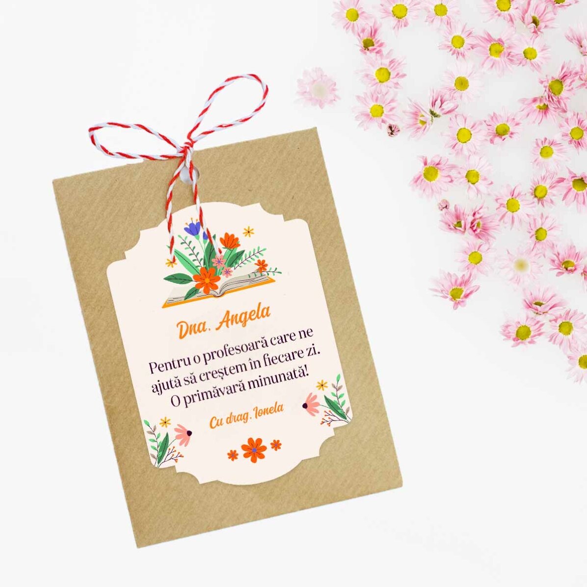 Martisor à planter, personnalisé avec un message pour les enseignantes