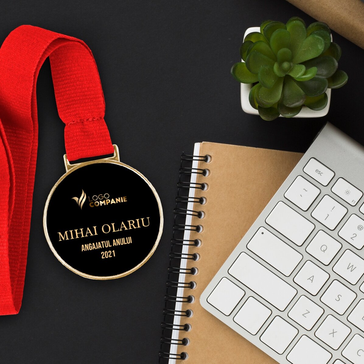 Médaille personnalisée avec logo et texte