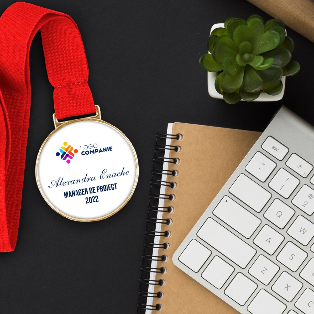 Médaille personnalisée avec logo et texte