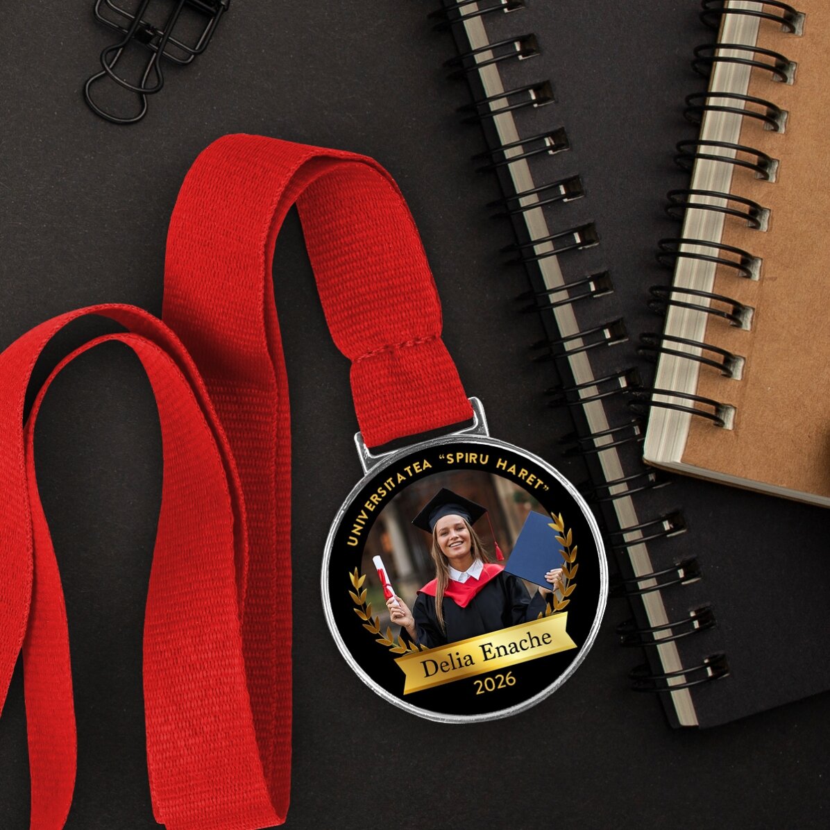 Médaille personnalisée avec une photo et un texte - Diplômé