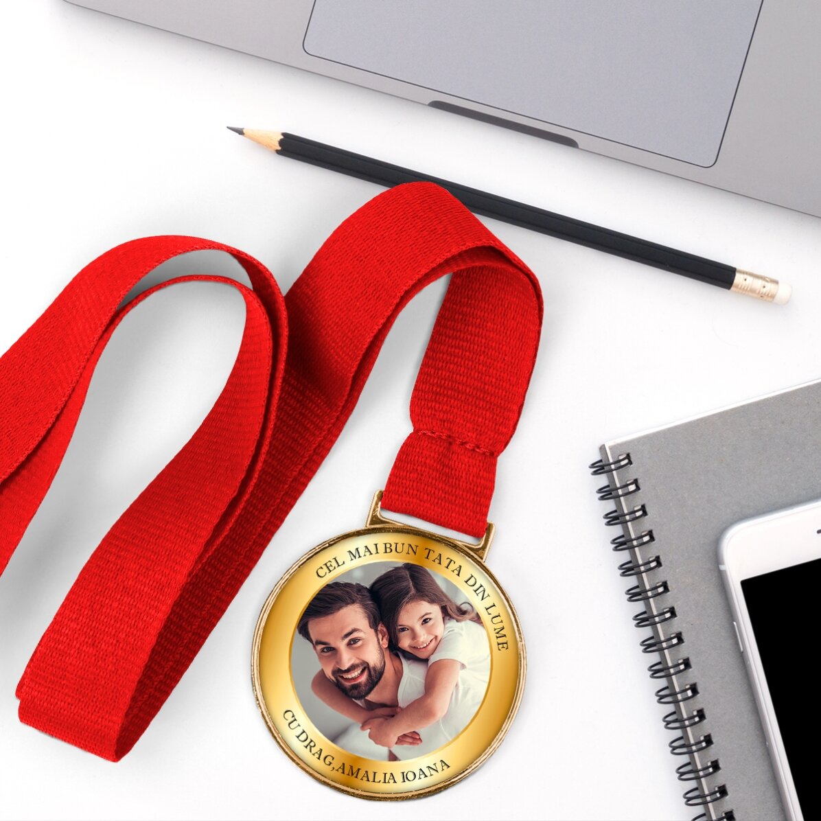 Médaille personnalisée avec une photo et un texte