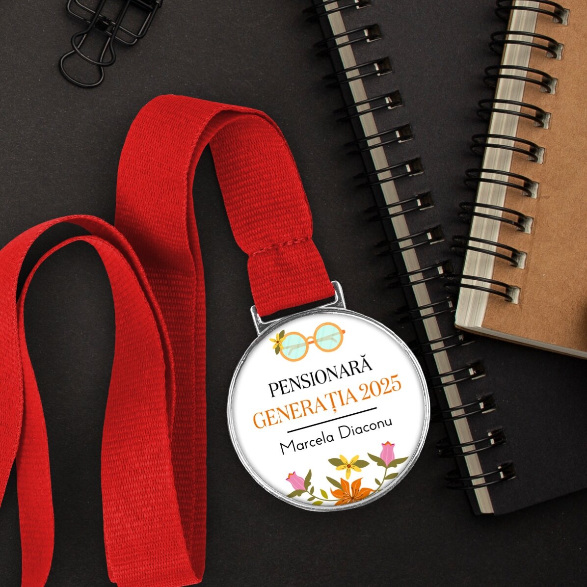 Médaille personnalisée avec inscription - Départ à la retraite