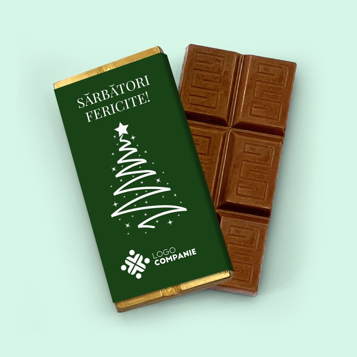 Mini-tablette de chocolat personnalisée avec logo et message - Joyeuses fêtes