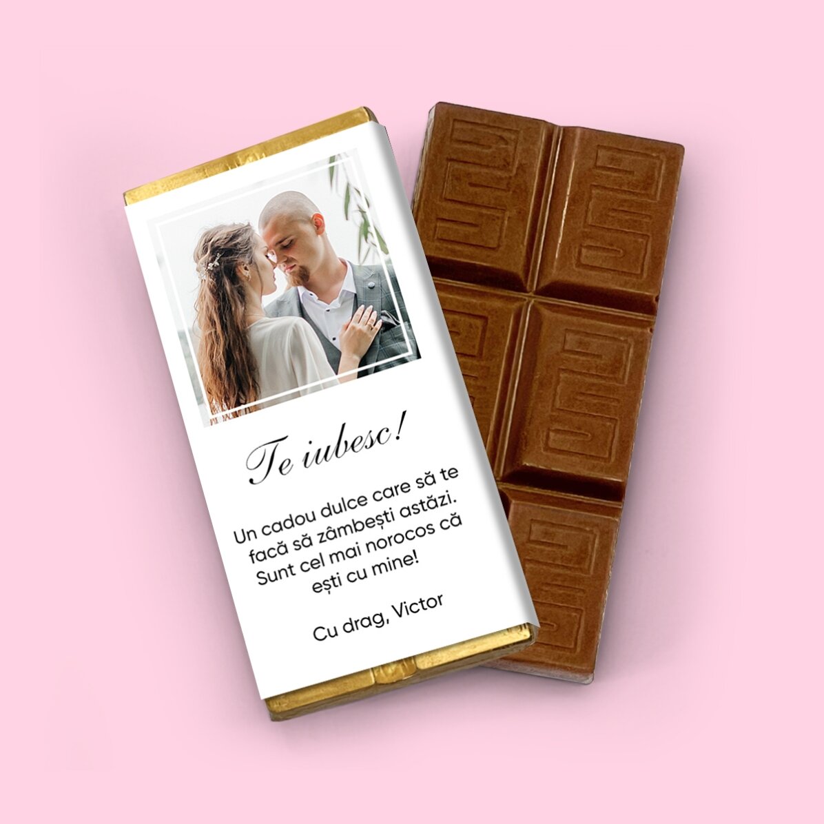 Mini-tablette de chocolat personnalisée avec une photo et un message