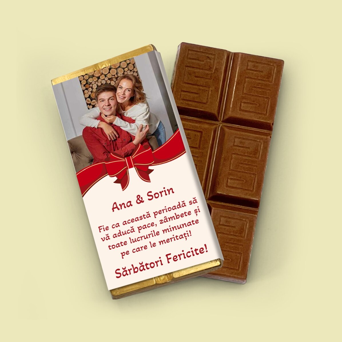 Mini-tablette de chocolat personnalisée avec une photo et un texte - Fundita