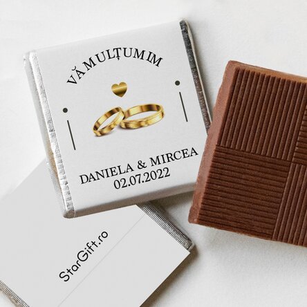 Personalised mini wedding favour chocolate with text - Thank you