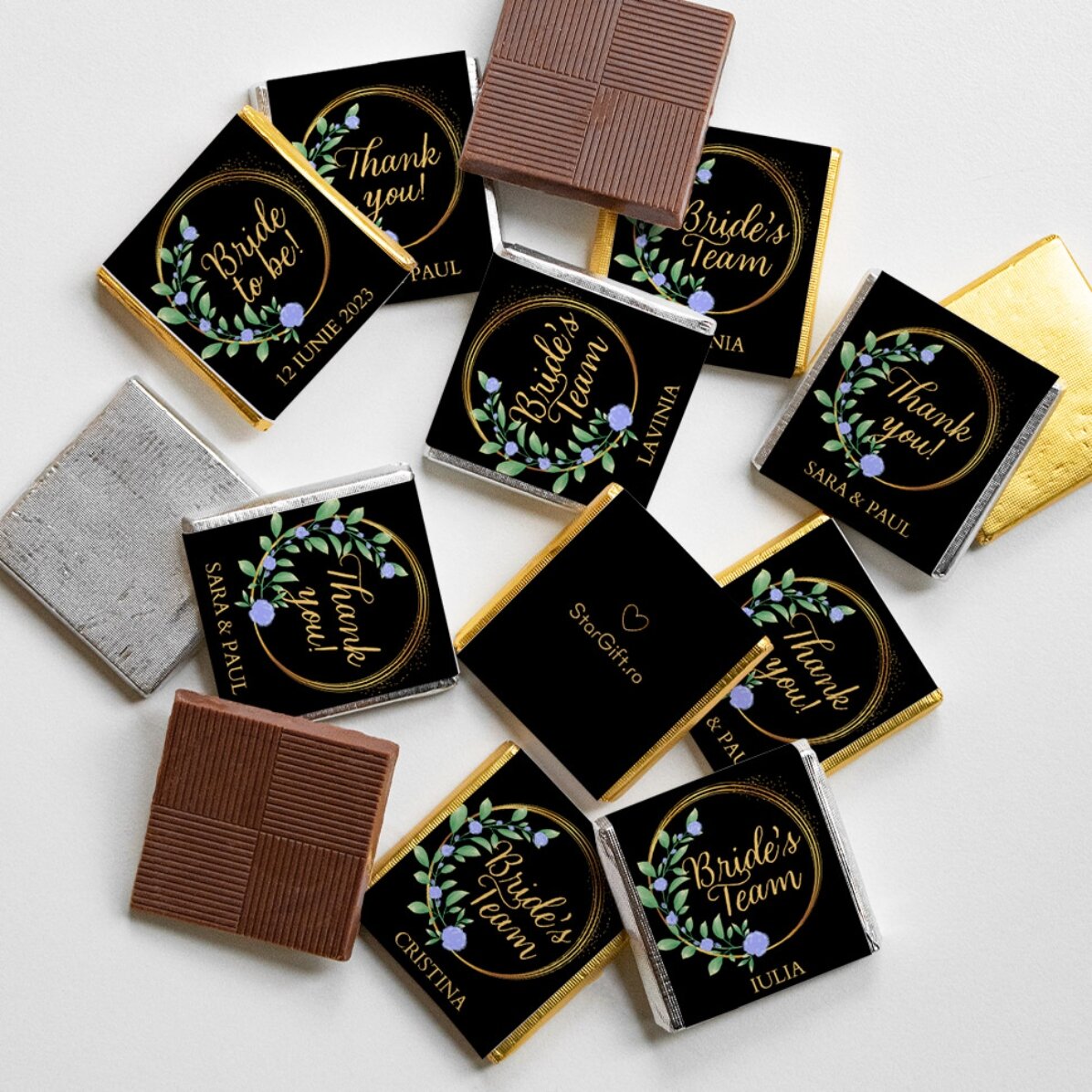 Mini-chocolat personnalisé avec message - Floral