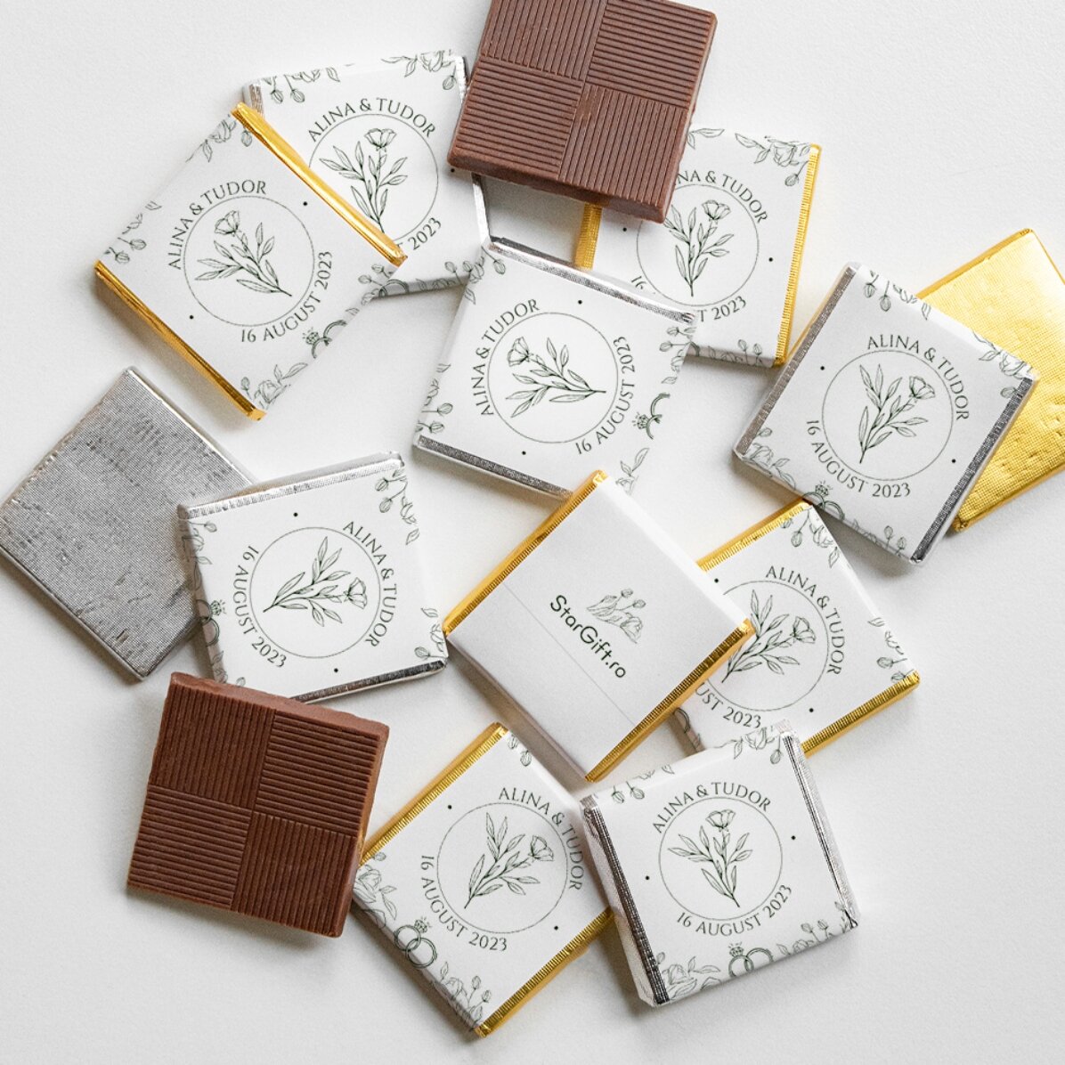 Mini-chocolat personnalisé avec message - motif floral