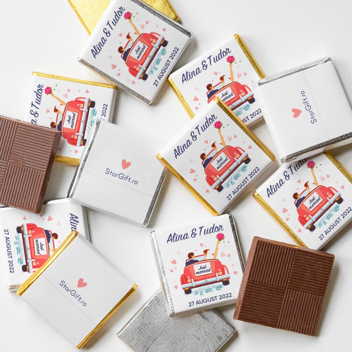 Mini-chocolat personnalisé avec inscription « Just married »