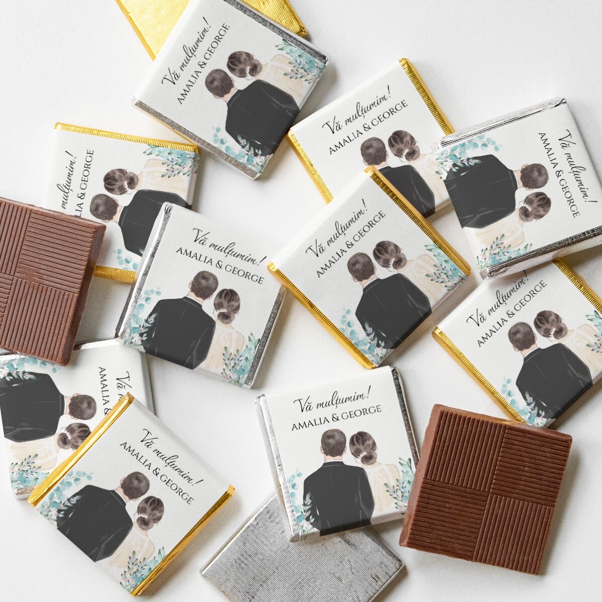 Mini-chocolat de remerciement personnalisé avec inscription - « Our wedding »
