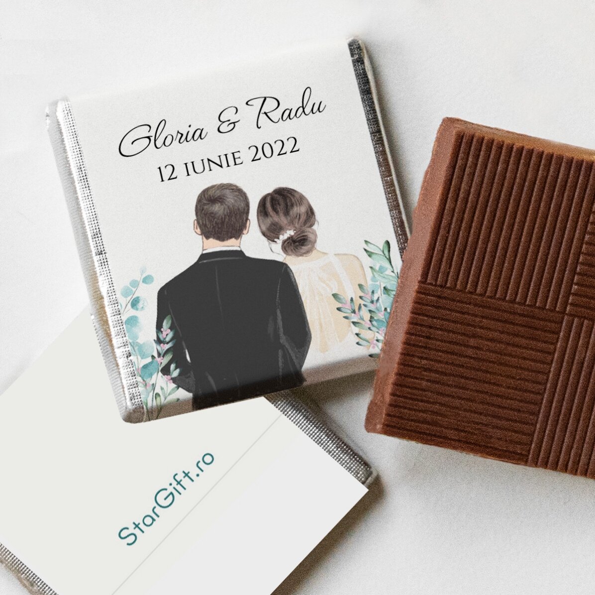 Mini-chocolat de remerciement personnalisé avec inscription - « Our wedding »