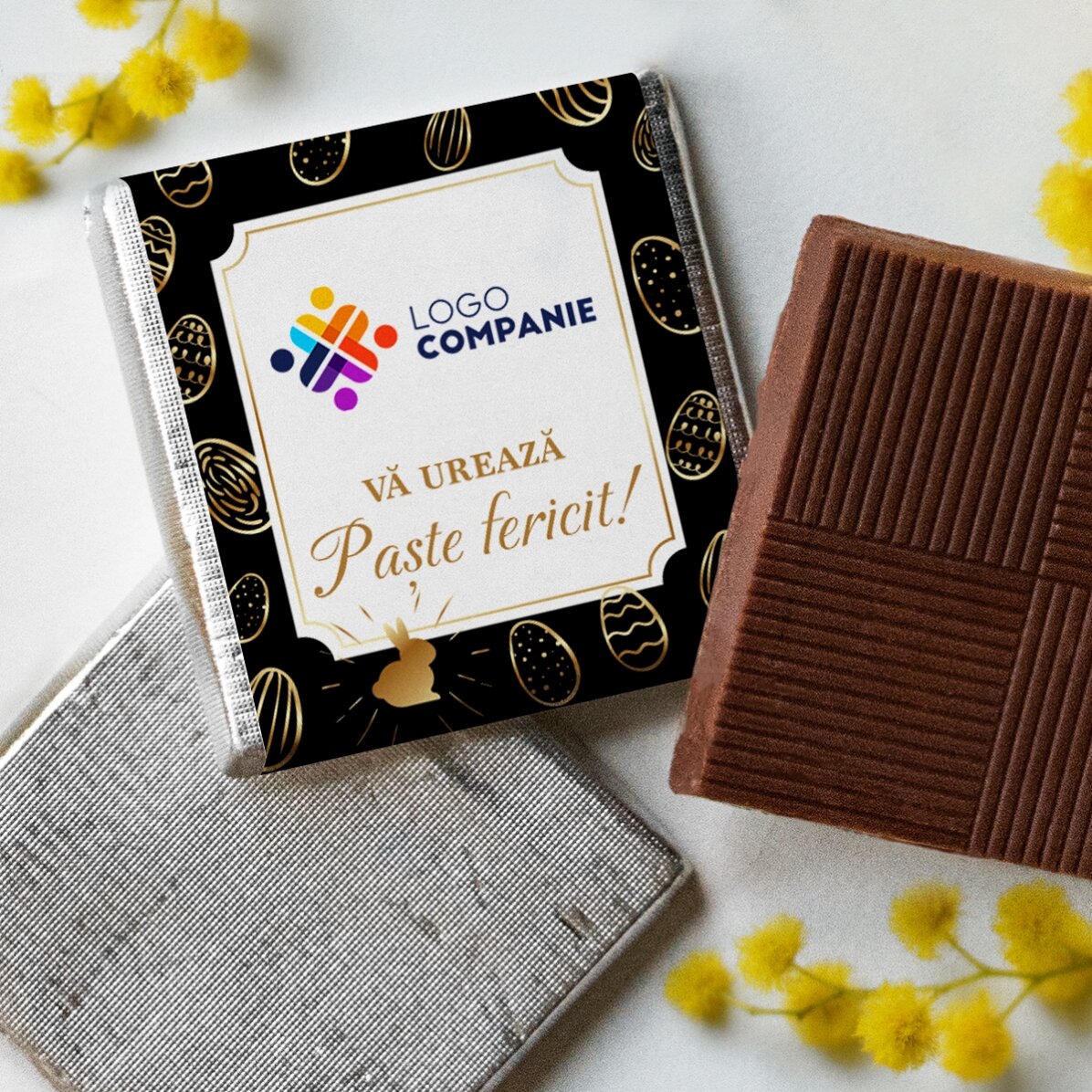 Mini-chocolats personnalisés avec logo et message - Œufs de Pâques