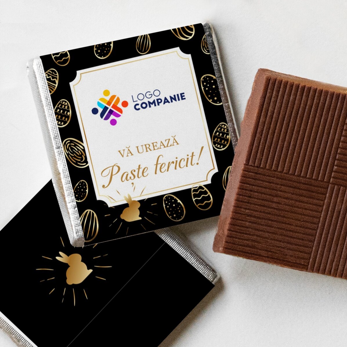 Mini-chocolats personnalisés avec logo et message - Œufs de Pâques