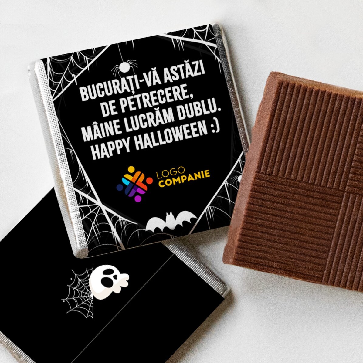 Mini-chocolat personnalisé avec logo et message - Halloween