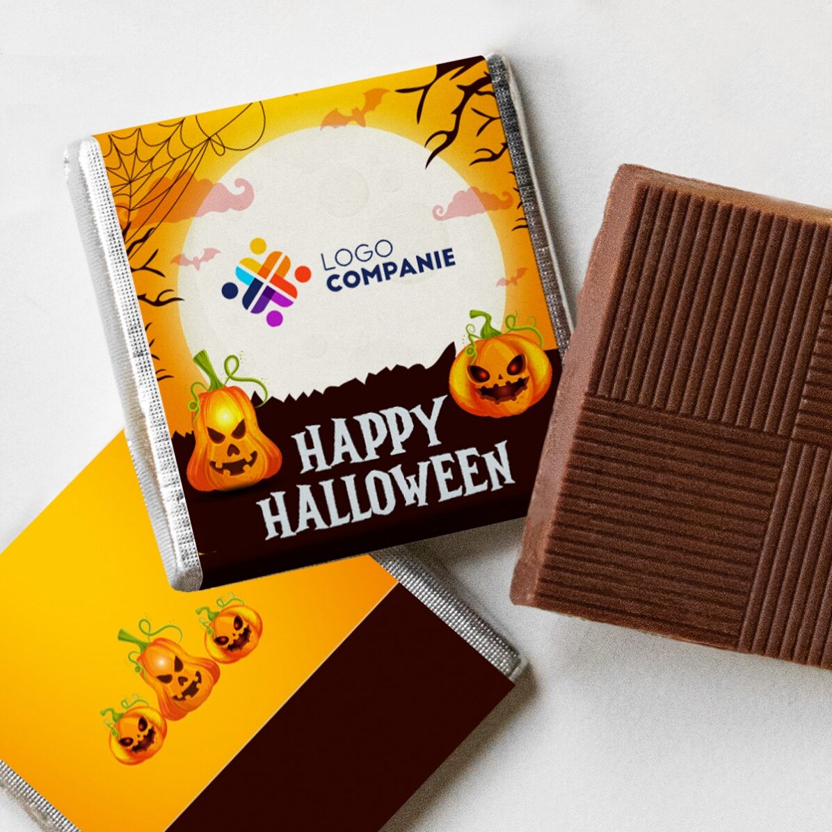 Mini-chocolat personnalisé avec logo et message - Joyeux Halloween