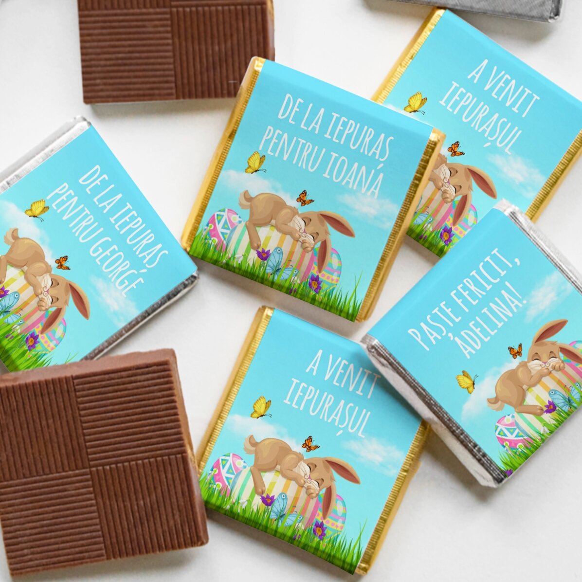 Mini-chocolat personnalisé avec un message pour Pâques