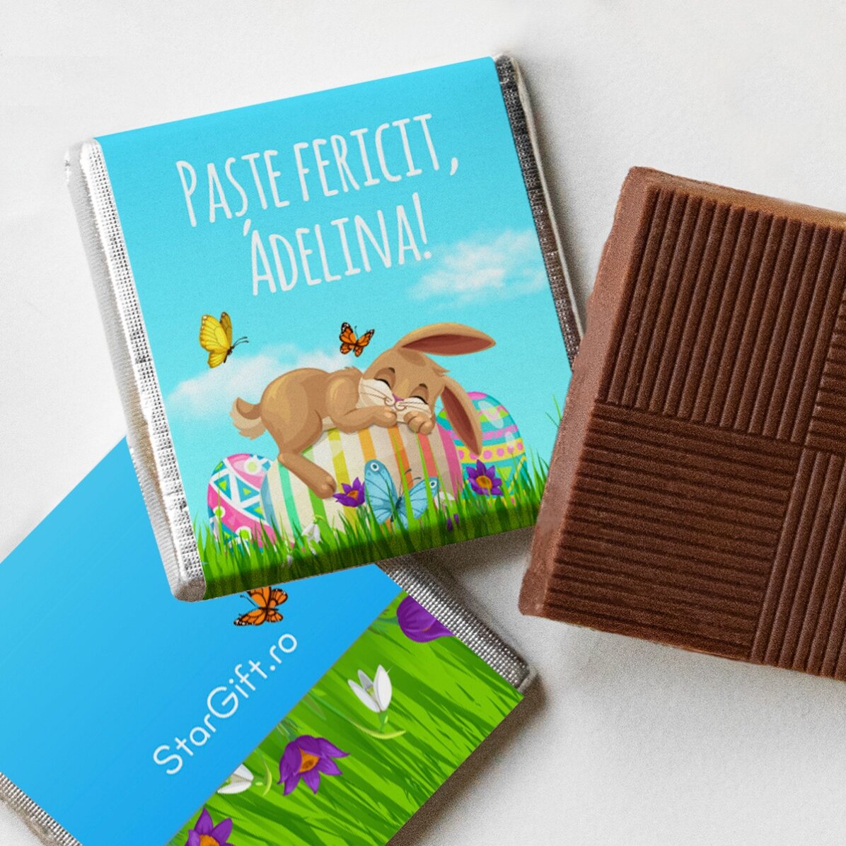 Mini-chocolat personnalisé avec un message pour Pâques