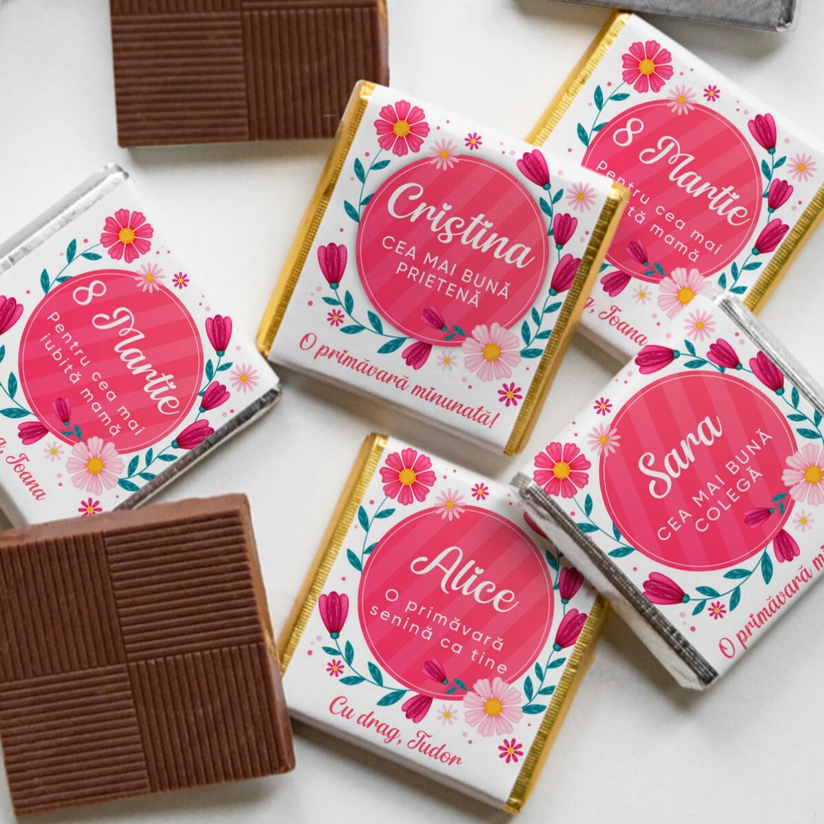 Mini-chocolat personnalisé avec un message printanier
