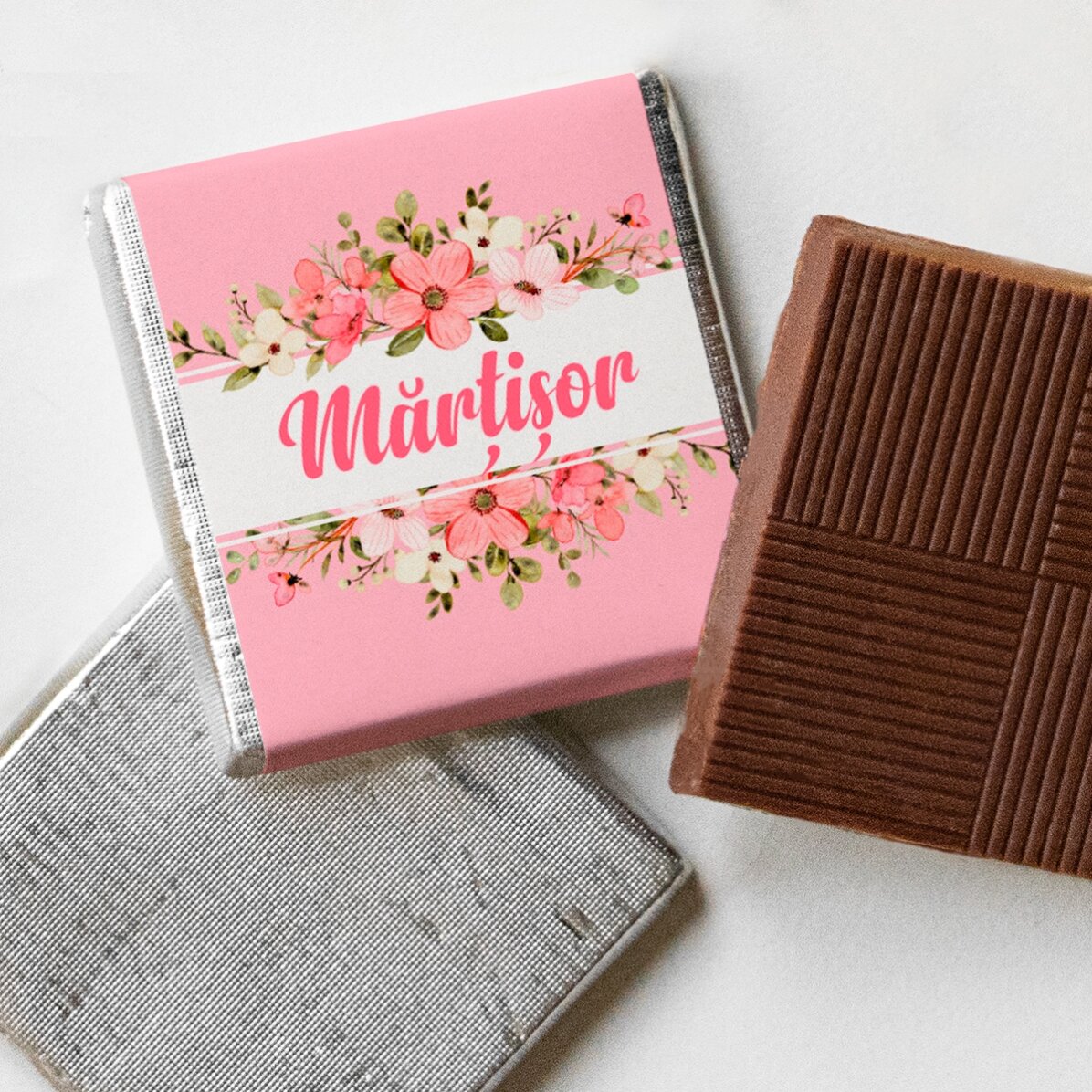 Mini-chocolat personnalisé avec un prénom - Fleurs de printemps