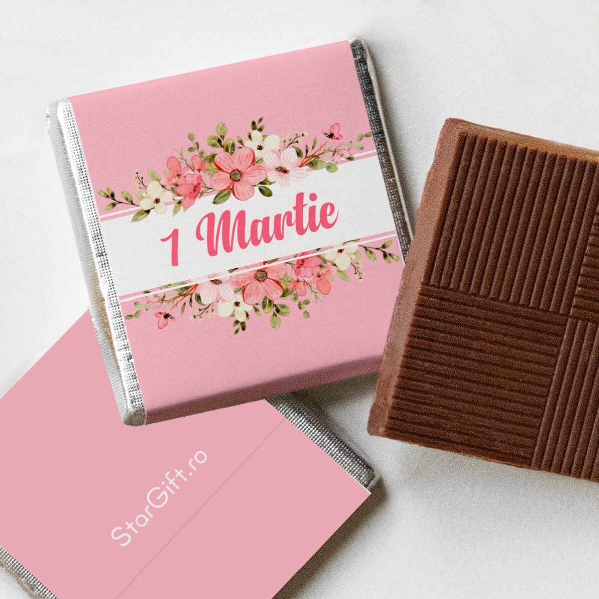 Mini-chocolat personnalisé avec un prénom - Fleurs de printemps