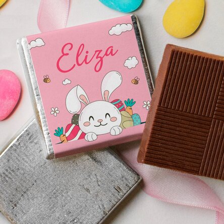 Mini-chocolat personnalisé avec un prénom - Lapin