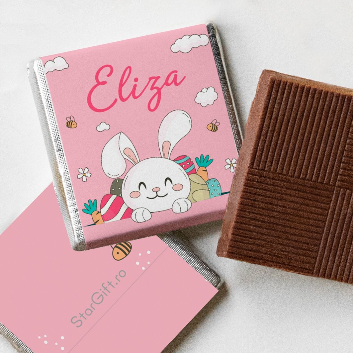 Mini-chocolat personnalisé avec un prénom - Lapin
