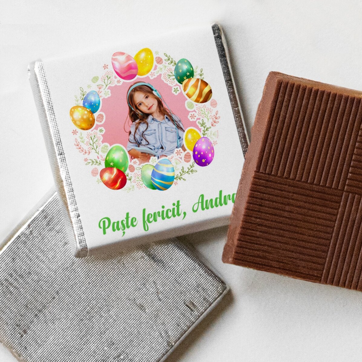 Mini-chocolat personnalisé avec une photo et un texte - Joyeuses Pâques