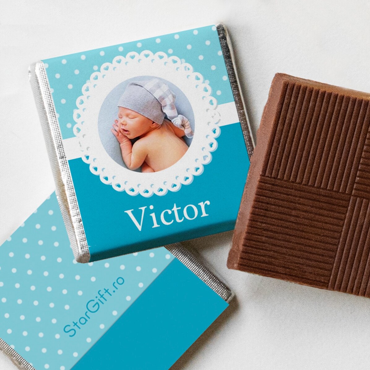Mini-chocolat personnalisé avec photo et texte - Souvenir de baptême