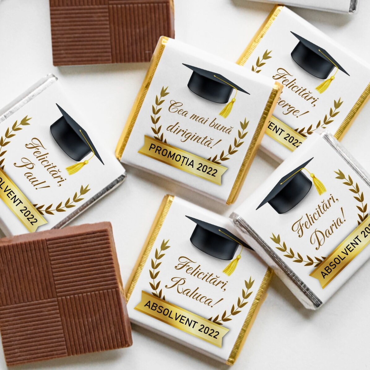Mini-chocolat personnalisé avec un message pour les diplômés
