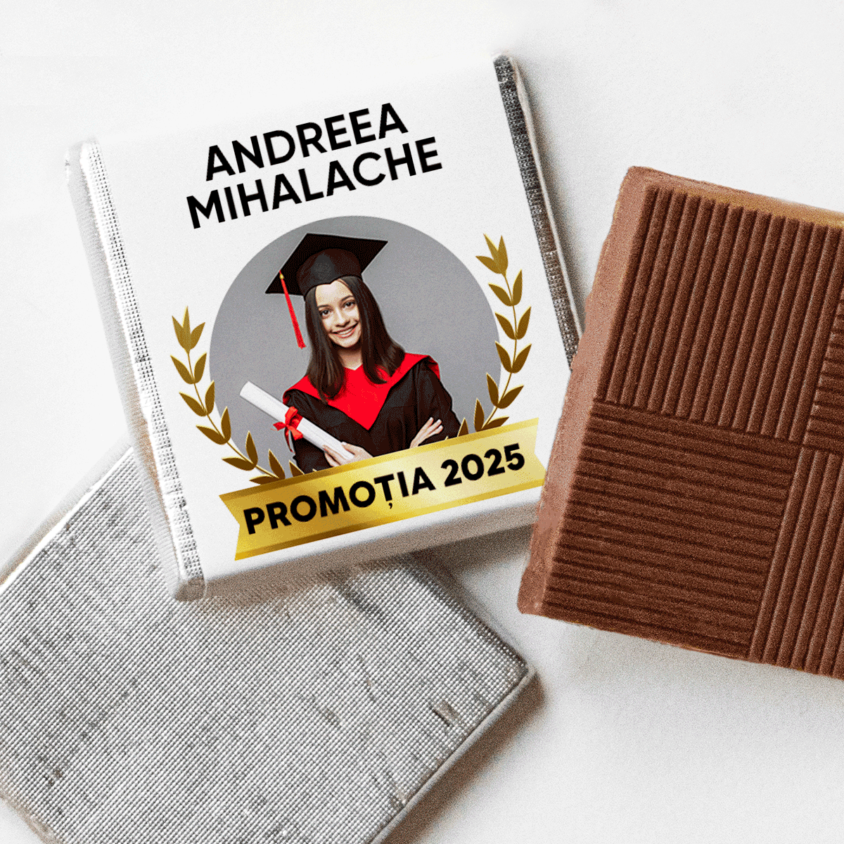Mini-chocolat personnalisé avec un texte, une photo ou un logo - Remise des diplômes