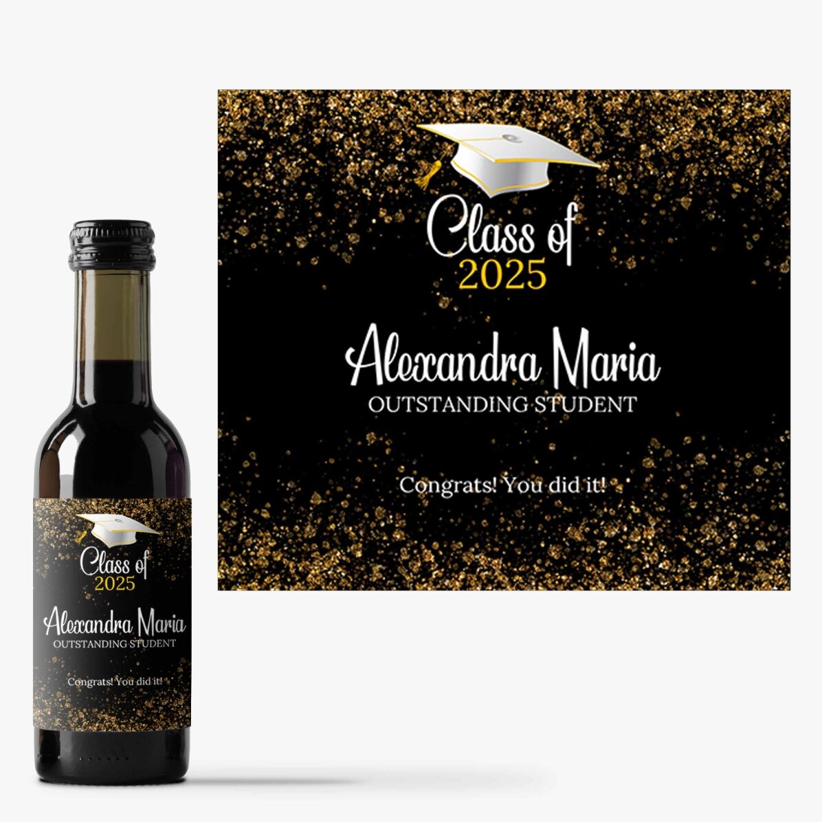 Mini-bouteille de vin personnalisée pour la remise des diplômes avec l