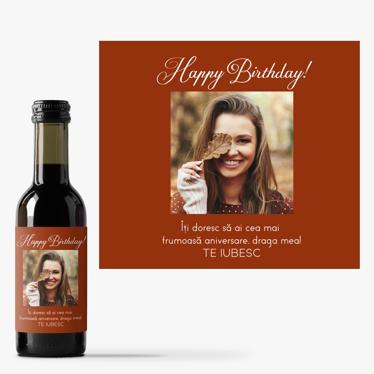 Mini-bouteille de vin personnalisée avec une photo et un message pour vos proches