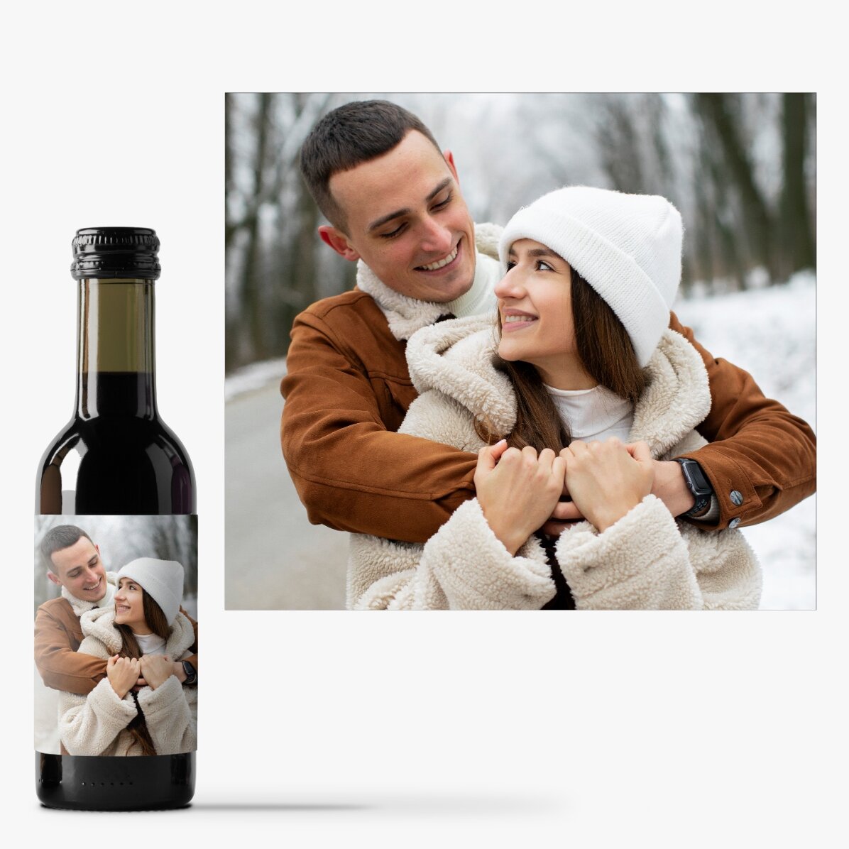 Mini-bouteille de vin personnalisée avec une photo