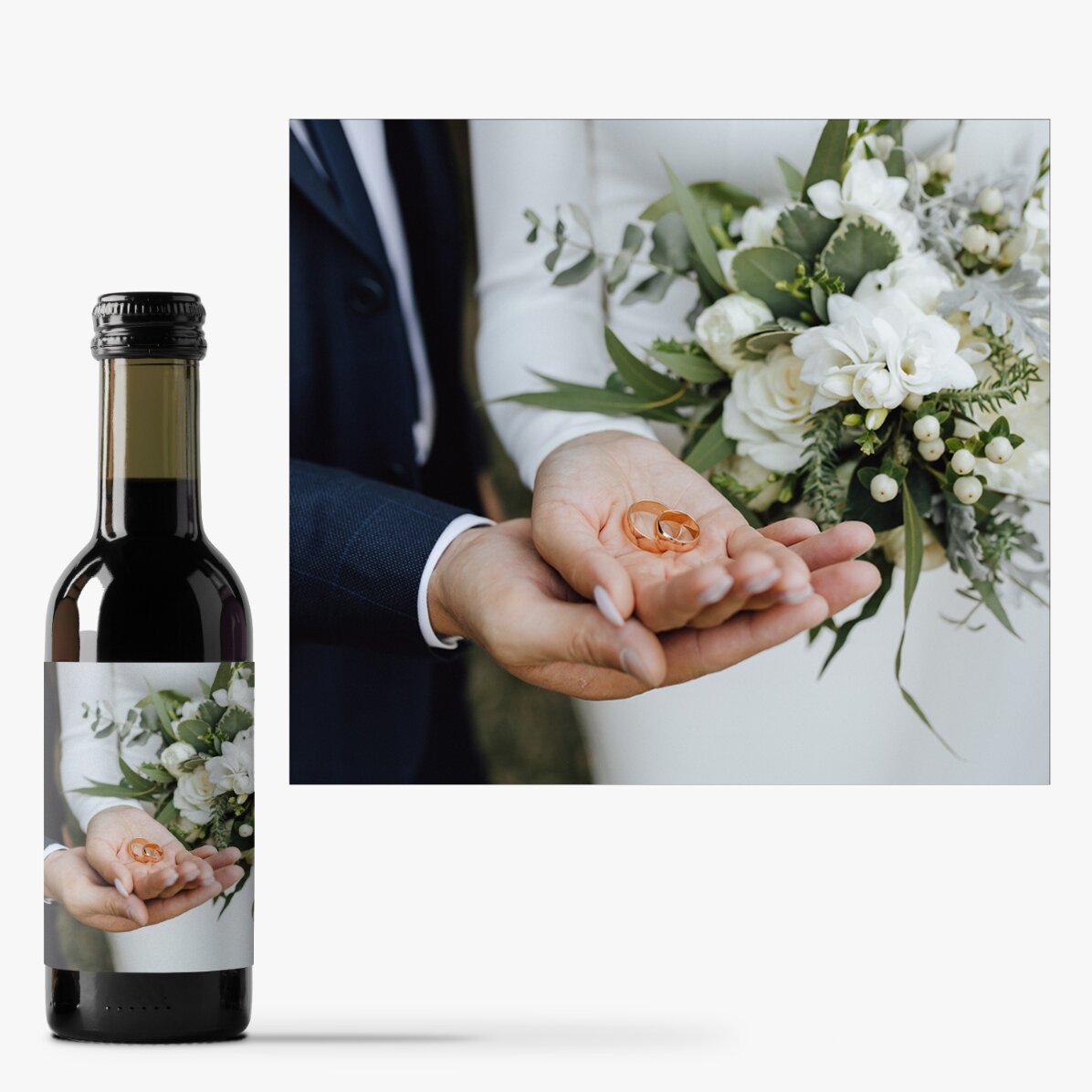 Mini-bouteille de vin personnalisée avec une photo