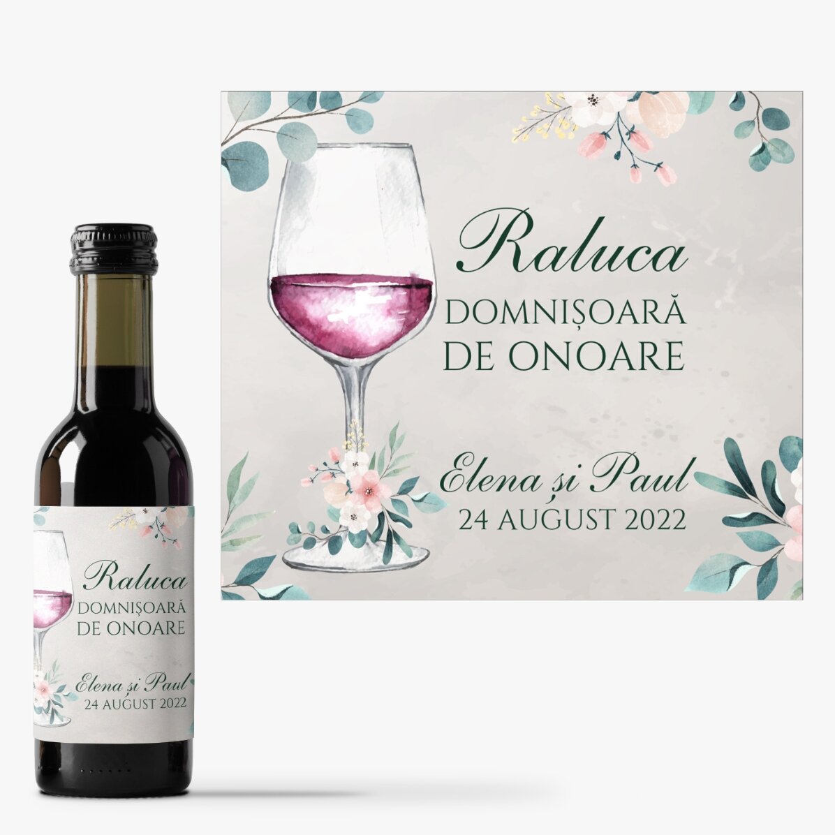 Mini bottle of wine personalised with text for hen parties